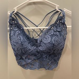 Simple navy blue lace bralette
